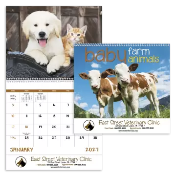 Baby Farm Animals Wall Calendar - Spiral